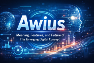 Awius emerging digital concept showing AI technology, data networks, and futuristic digital interaction
