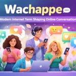 Wachappe digital communication concept showing people chatting online with smartphones and message icons